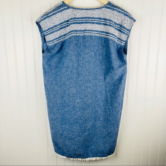 Soft Joie Natali Chambray Embroidered Shift Dress / Swim Cover Beach Cover Up - Picture 5 of 9